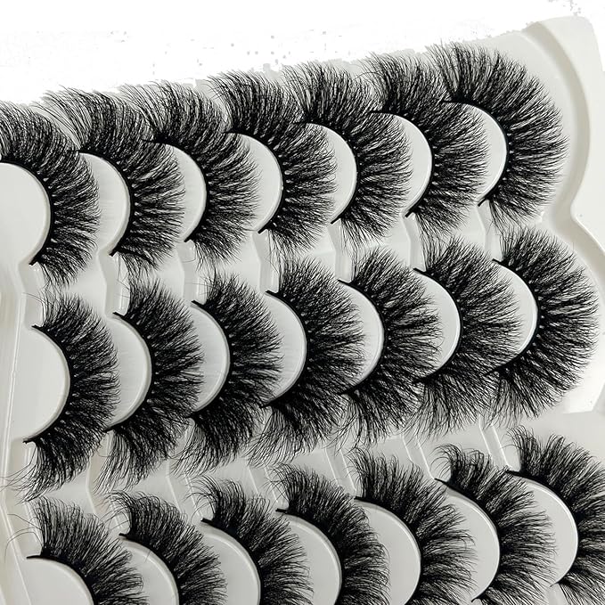 Mink Lashes Fluffy Cat Eye Eyelashes Pack, Soft Wispy Faux Mink False Eyelashes Natural Look, 20mm Long Dramatic Strip Lashes 2 Styles