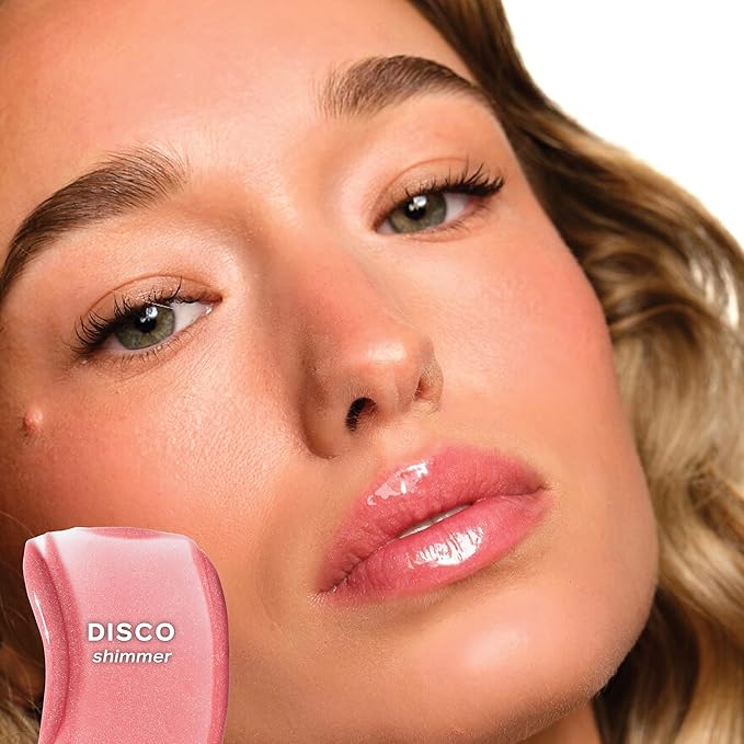Saie Glossybounce - Hydrating Lip Gloss and Tinted Lip Oil Hybrid with Hyaluronic Acid & Jojoba Oil for Non-Sticky, Ultra-Shiny, Plump & Soft Lips - Everyday Makeup Essential - Disco (.17 oz)