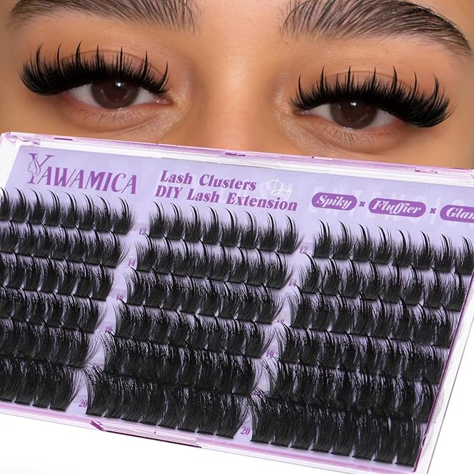 Fluffy Lash Clusters with Spikes Manga Lashes Clusters Wispy Volume Cluster Eyelash Extensions D Curl Spiky Individual Lashes 12-20mm Anime Eyelash Clusters DIY Fairy Manga Lash Extension by Yawamica
