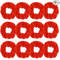 Silk Satin Scrunchies for Women Girls 12 PCS Red Hair Scrunchies Silk Satin Hair Ties for Thick Hair Bulk Hair Ties Hair Accessories