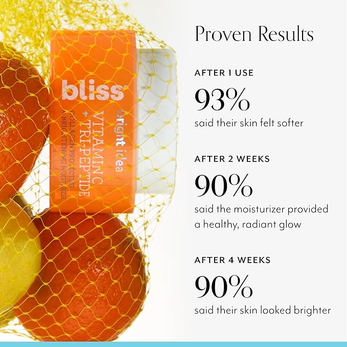 Bliss Vitamin C + Tri-Peptide Glow Getter Bright Idea 3-Piece Kit – Includes Brightening Moisturizer, Eye Cream & Serum for Radiant, Firm, Hydrated Skin – Vegan & Cruelty-Free Skincare Set