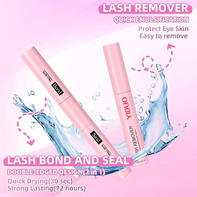 YIDUO Volume Lash Clusters Kit 255Pcs Wispy Individuals Eyelash Extension Kit 3 Styles Thick Clusters Lashes Extensions Kit with Bond and Seal |Tweezers |Removers |Eyelash & Eyebrow Brush