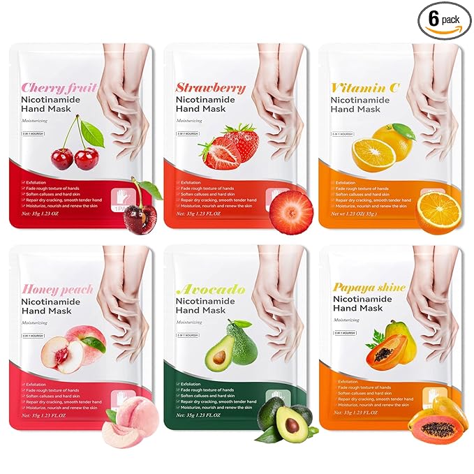 6PCS Hand Masks,Hydrating Hand Masks Moisturizing Gloves Overnight for Dry Cracked Hands,Daily Hand Care Hand Masks Gift Set for Women and Men N