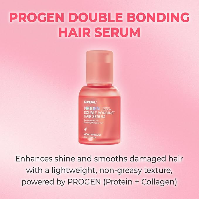 KUNDAL Protein Bonding Shampoo, Hair Mask, Serum Set, Damage Repair Care, Protein Bonding System, Heat Protection, Shine Boost, Violet Muguet, 300ml+200ml+50ml