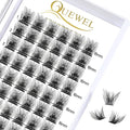 QUEWEL Cluster Lashes 72 Pcs Wide Stem Individual Lashes C/D Curl 6mm Length DIY Eyelash Extension False Eyelashes Fluffy Styles Soft for Personal Makeup Use at Home (Fluffy-D-16)