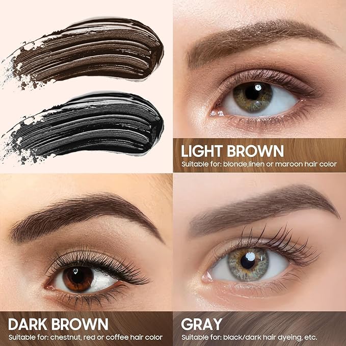 Peel Off Eyebrow Tint - Eyebrow Gel Easy Peel Off with Eyebrow Stencils, Tinted Brow Gel 3 Days Duration Waterproof & Smudge-Proof Brow Tint Makeup Gifts for Women (Gray Brown)