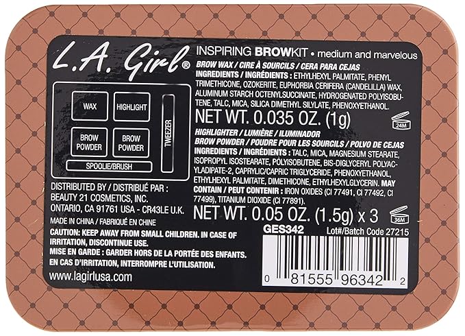 L.A. Girl Inspiring Brow Kit, Medium and Marvelous GES342