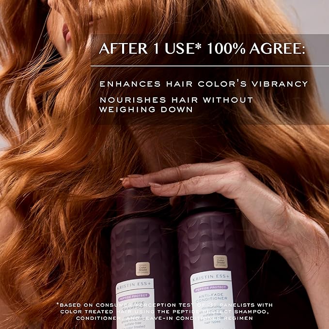 Kristin Ess+ Anti-Fade Moisturizing Conditioner with UV Color Shield & Peptide Technology for Prolonged Color Vibrancy - Sulfate Free, Paraben Free, Vegan, 10 fl oz
