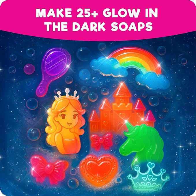 Doctor Jupiter Glow in The Dark Princess Soap Making Kit - Girls Crafts DIY Project for 4+ Year Old Kids | Birthday Gift Ideas for Girls Ages 4 5 6 7 8 12, Princess Toys