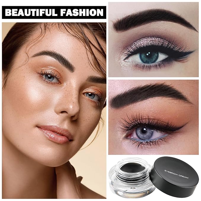 Eyebrow Pomade Cream,Brow Pomade Gel Naturally Long Lasting Waterproof,Delicate and Smooth Eye Brow Makeup Cosmetics with Eyebrow Brush - Black