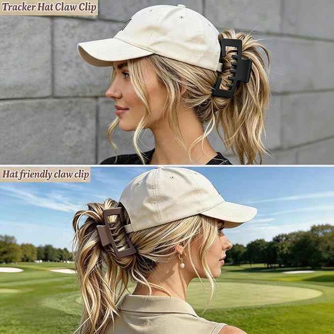 4 Pcs Large Hats Claw Clips for Women, Hat-Friendly Hair Clips for Trucker Hats and Baseball Caps, Matte Non-Slip Strong Hold Hair Claw Clips for Thick Thin Hair