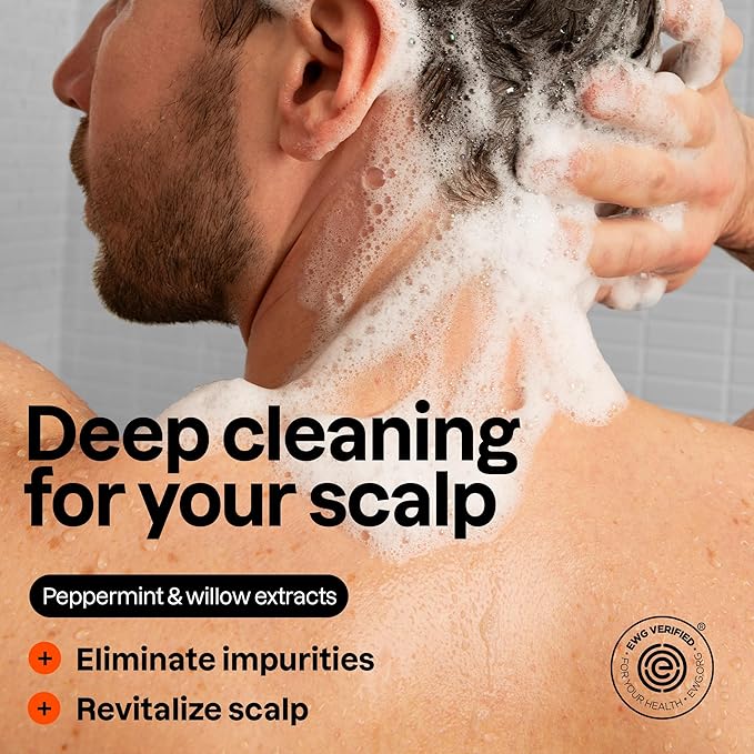 ATTITUDE Men's Shampoo and Conditioner 2-in-1, Fortifying For Fragile Hair, With Caffeine and Green Tea, 97% Natural Origin Ingredients, EWG Verified, Matcha & Bergamot, 32 Fl Oz
