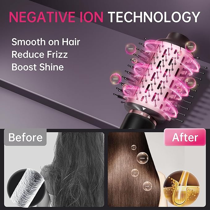 SKIMI 110,000 RPM Brushless Motor Hair Dryer Brush - 5 Multi-Styler for Fast Drying, Curling, Volumizing & Straightening | High-Speed Hot Air Brush for All Hair Types (Black & Red)