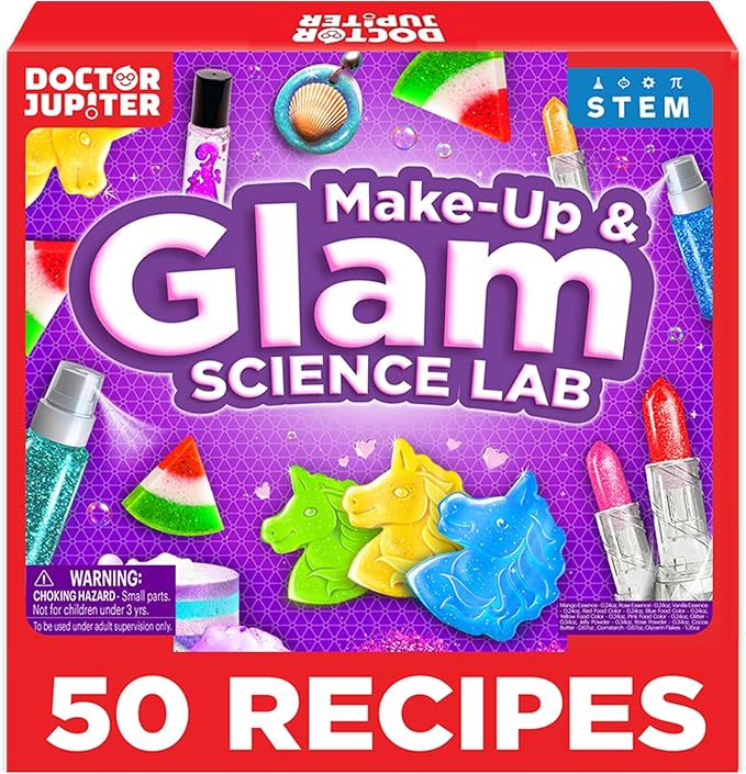 Doctor Jupiter Makeup & DIY Craft Kit for Girls Ages 6+ | Make Your Own Makeup, Perfume, Lip Gloss, Bath Bomb with 50 Beauty Recipes| Birthday Gift Ideas for 6-7-8-9-10-11-12 Year Olds