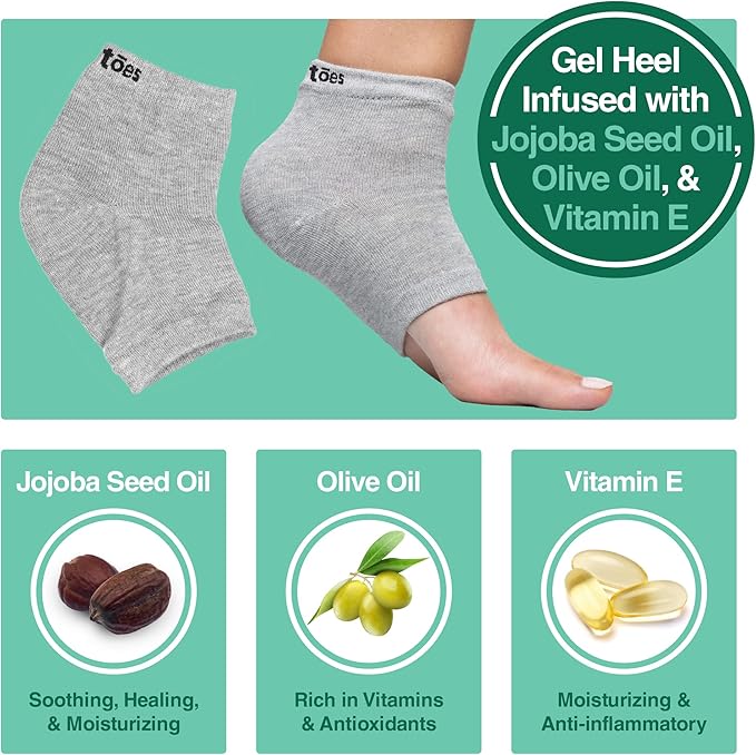 ZenToes Moisturizing Socks for Cracked Heel Treatment, Vitamin E, Olive Oil and Jojoba Oil Infused Heel Socks, Spa Gifts for Women, Relaxation Gifts for Women (Cotton Gray, Regular)