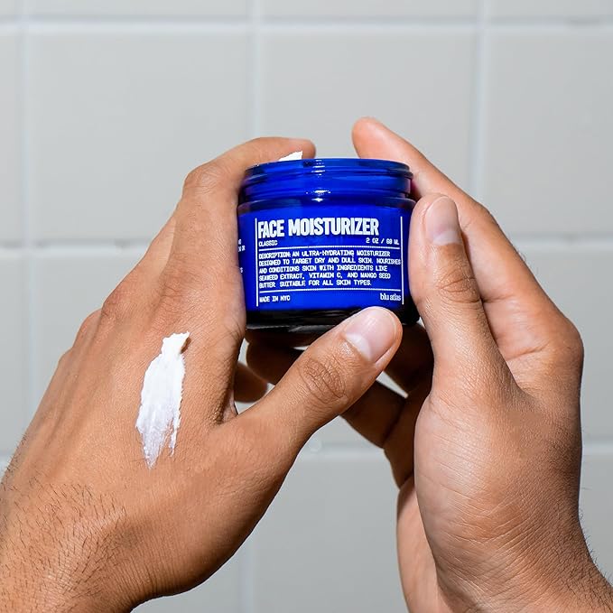 Blu Atlas Hydrating Face Moisturizer for Men with Vitamin C – Ultra-Moisturizing Anti-Aging Facial Lotion Helps Reduce Fine Lines & Wrinkles and Brighten Skin – For All Skin Types – Classic, 2 oz