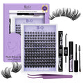 B&Q Wispy Lash Clusters Kit B04, DIY Lash Extension Kit 156PCS Eyelash Extension Kit, Soft Natural Lash Clusters 8-18MIX D Curl Lash cluster, Thin Black Band Cluster Eyelash Extensions (B04 Set)