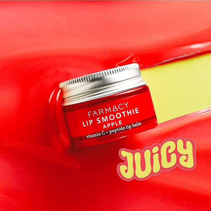 Farmacy Vitamin C + Peptide Hydrating Lip Balm - Lip Smoothie Moisturizing + Plumping Treatment - Smooths Lines with a High-Gloss Finish - Apple (10g)