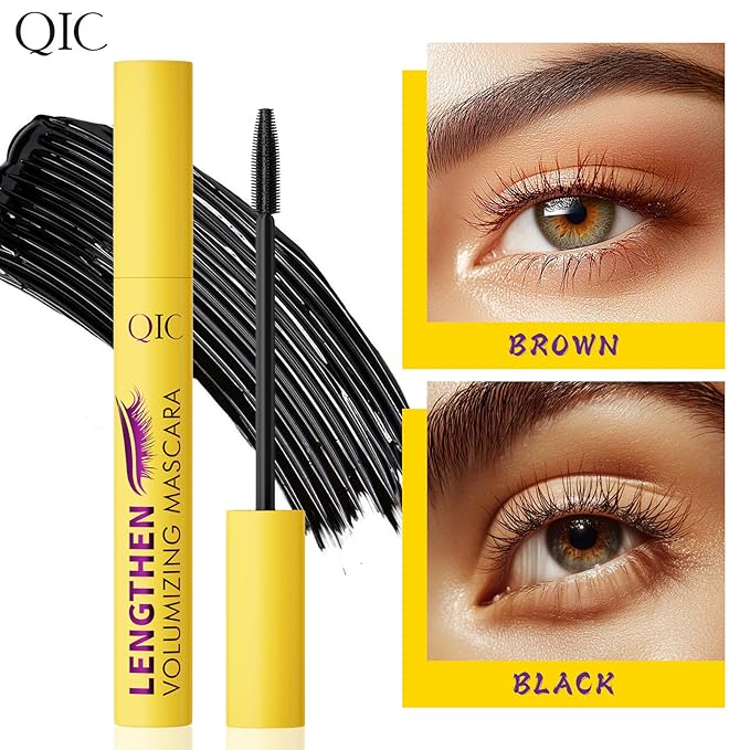 Volumizing & Lengthening Mascara - Waterproof, Smudge-Proof, Buildable Formula for Clump-Free Lashes - Adds Natural Volume & Length - Sweatproof, Long-Lasting, Curling - Easy to Apply