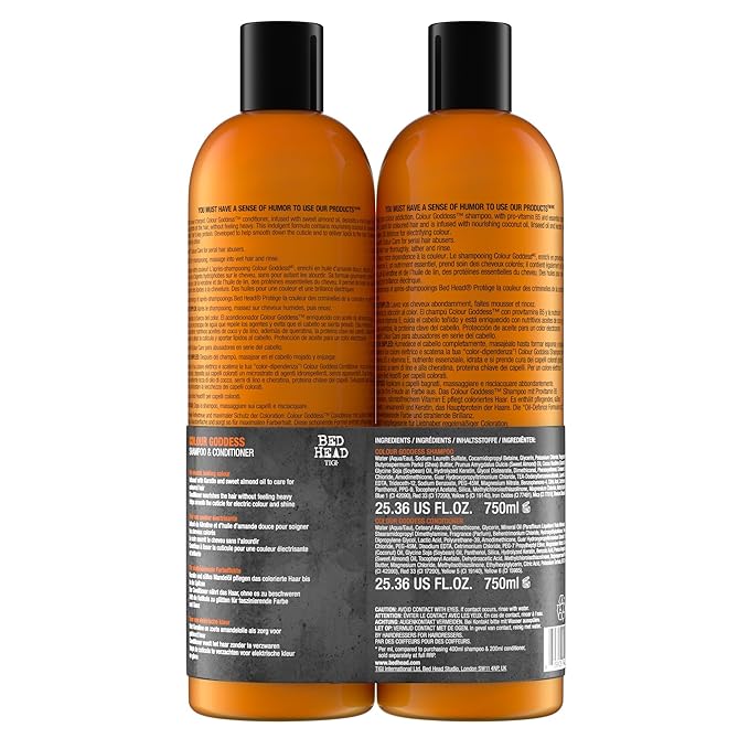 TIGI Bed Head Urban Antidotes Colour Goddess Shampoo and Conditioner Set for Dyed Hair, Color Protectant Hair Care Duo, 25.35 fl oz.(Pack of 4)