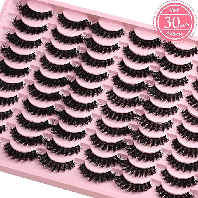FARRED Lashes Natural False Eyelashes Wispy Fake Lash Strips 30 Pairs Volume Cat Eye Mink Strip Eyelash Short Fluffy Easy Cateye Lashes for Beginners Full Eye Lash Natural Looking for Daily Makeup