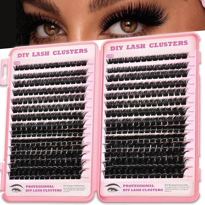 Manga Lash Clusters, 392 Pcs Fluffy Cluster Eyelash Extensions 150D+150D D Curl Individual Wispy False Eyelashes DIY Lash Extension (Volume Lash Clusters 10-18mm)