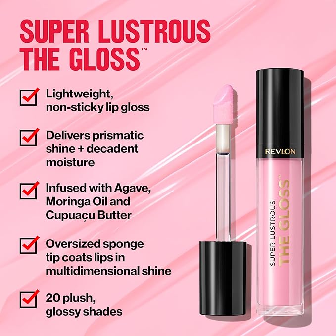 Revlon Super Lustrous Lip Gloss, Non-Sticky, Hydrating, High Shine Finish, 246 Blissed Out, 0.13 oz