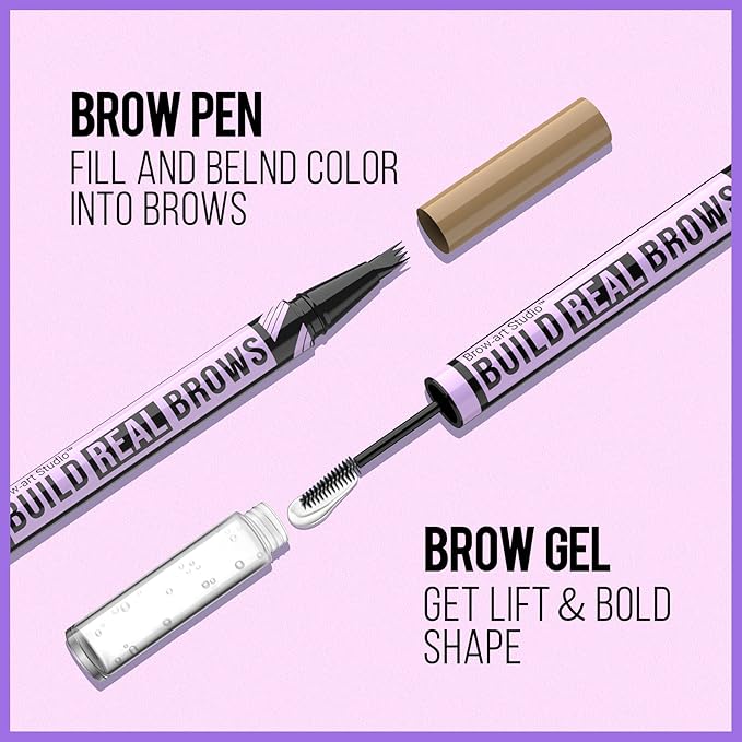 iMethod Eyebrow Pen and Eyebrow Gel - Eyebrow Pencils for Women with 4-Fork-Tip & Brow Gel Clear, Magical 2-in-1 Dual-Ended Brow Pen for Fuller-Looking Defined Brows, Stay All Day, Black Brown