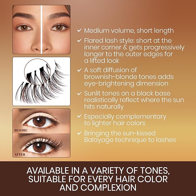 Ardell Balayage Wispies False Eyelashes, Bronde – Brown Wispy Strip Lashes Natural Looking, Lightweight Soft Volume Synthetic Fiber, Reusable for Everyday Wear, 4 Pack