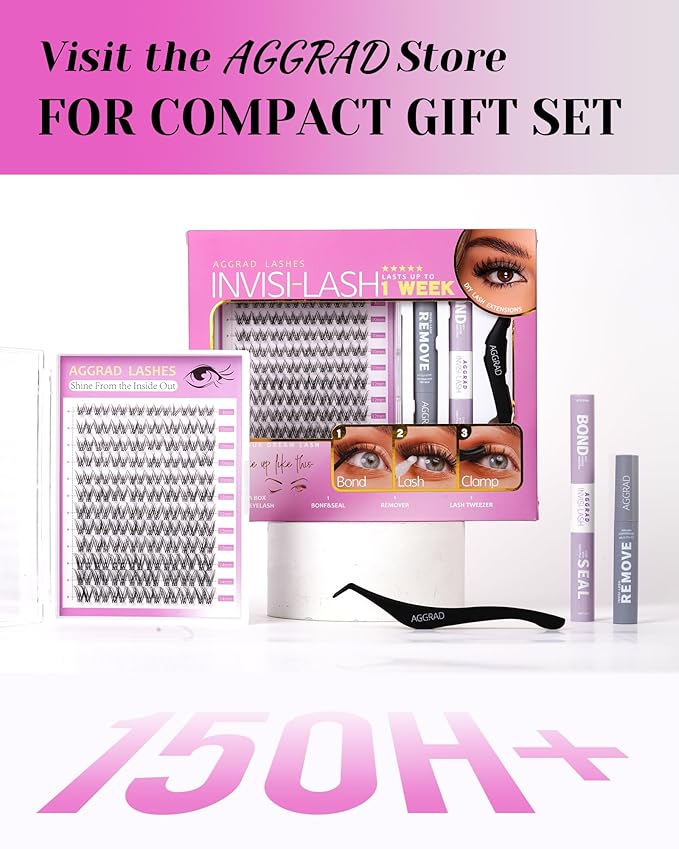 Venus Lash Clusters Kit Short 8-14mm Wispy Natural Cluster Lashes Kit Fake Lashes Eyelash Clusters Kit DIY Individual Eyelash Extension Kit with 0.03mm Ultra-Thin Invisible Wide Lash Band