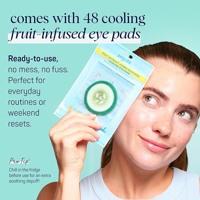 SpaLife Cooling Cucumber Eye Pads | Spa Gifts & Korean Dark Circles & Puffy Eyes Treatment | Nourishing Cucumber Eye Pads | Eye Mask for Puffy Eyes Daily Depuffing Eye Patches | 4 Packs of 12