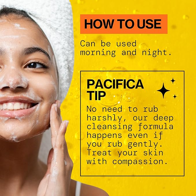 Pacifica Glow Baby Brightening Facial Cleanser 5oz – Vitamin C & Glycolic Acid (AHA) Face Wash for Radiance – Daily Cleanser for Anti-Aging Exfoliating for Smooth, Even Glowing Skin Vegan Clean Beauty