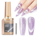 Cat Eye Gel Nail Polish 12ML, Lavender Purple Smoothie Magnetic Gel Polish Holographic Shimmer Glitter Cats Eye Nail Polish with Magnet Stick Soak Off UV Nail Art Valentine's Day