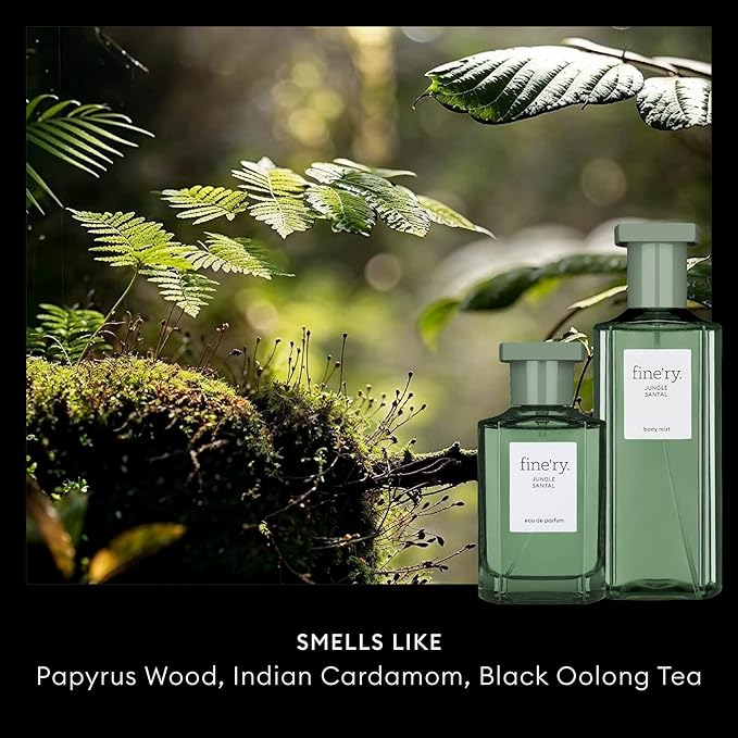 Fine'ry Jungle Santal Eau De Parfum & Body Mist Gift Set | Earthy & Woody Notes Of Papyrus Wood & Black Oolong Tea | Fine Mist Spray & Perfume For Women | Fragrance Layering Duo (2oz + 5oz)
