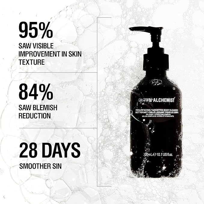 Grown Alchemist Resurfacing Targeted Body Cleanser – Smoother Skin from the First Use – Acne Body Wash & Exfoliator for Keratosis Pilaris with Salicylic, Lactic & Glycolic Acids, 300mL