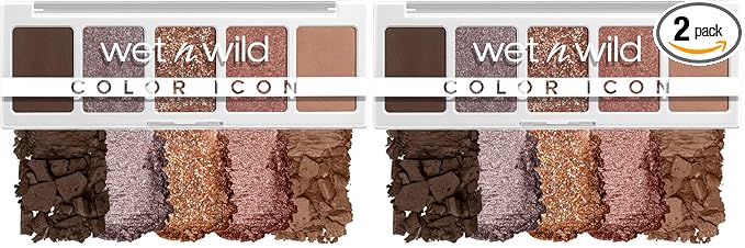 wet n wild Color Icon Eyeshadow Makeup 5 Pan Palette, Pink Camo-flaunt, Matte, Shimmer, Metallic, Long Wearing, Rich Buttery Pigment, Cruelty Free (Pack of 2)