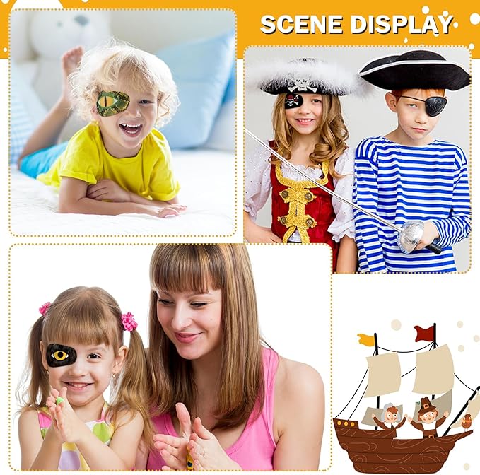Panelee Adhesive Eye Patches for Kids Boys Bulk Halloween Pirate Toddler Eye Patch Breathable Material, Light Blocking Cotton Colorful and Fun Designs for Boys, 9 Styles(90 Pcs)