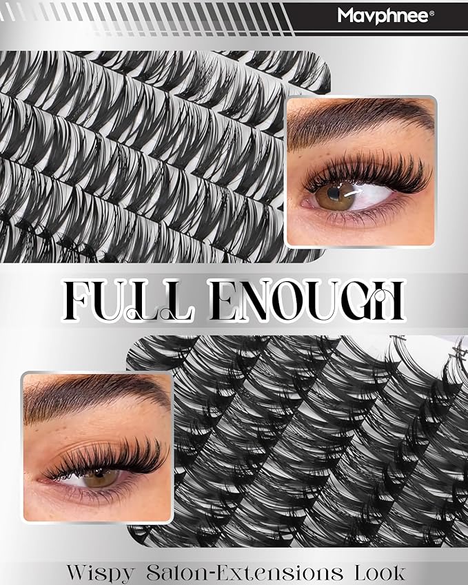 Flaunt Lash Clusters Kit Wispy Cluster Eyelash Extensions Kit CD-Curly Natural Individual Lashes DIY Lash Extension Kit 132Pcs Flora Cluster Lashes with Bond and Seal and Tweezers by Mavphnee (8-18MM)