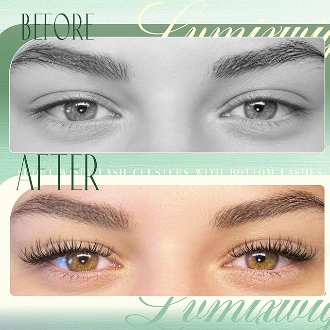 Spider Lash Clusters Kit 8-12MM Short Lash Extension Kit Breeze Wispy Eyelash Clusters Natural Clusters Eyelash Extensions CC Curly Invisible Band Individual Lashes for Clean Girl Makeup by Lvmixwig