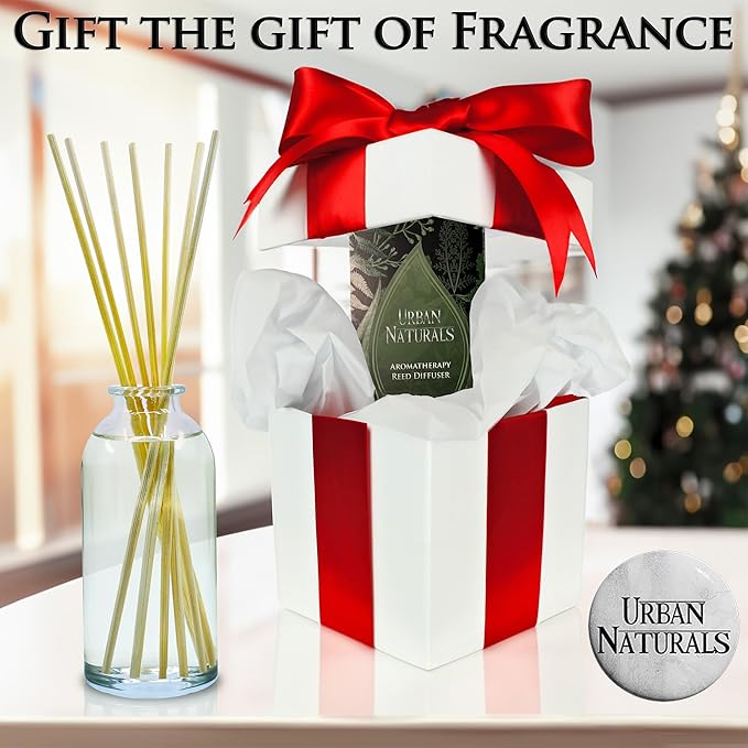 Urban Naturals Crisp White Linen Reed Diffuser Gift Set | with Citrus, Ozone, Ylang-Ylang, Lilies & Sandalwood Scent Notes for a Fresh, Clean Cotton Smelling Home | Made in the USA – Great Deal!