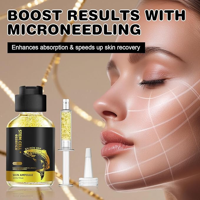 Salmon DNA Serum for Face, 2 Pcs Microneedling Serum Ampoule for Anti-Aging, Wrinkle & Scar Removal, Hydrating Facial Serum to Use with and Without Micro Needling for Smooth, Rejuvenated Skin