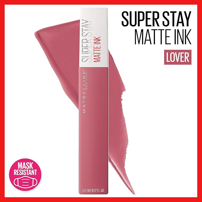 MAYBELLINE Super Stay Matte Ink Liquid Lipstick Makeup Bundle with Shades Lover and Revolutionary, Long Lasting High Impact Color, Up to 16H Wear, 1 Count Each