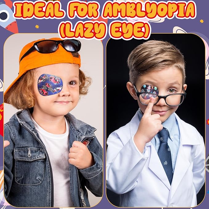 60 Pcs Adhesive Eye Patches for Kids Boys, 12 Styles Eye Patches Cute Boys Toddler Patch Bandages