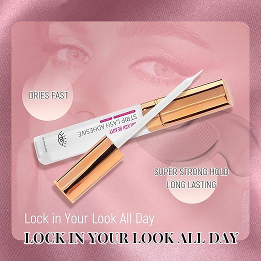 Lash Glue DIY Eyelash Glue for False Lashes Waterproof Eye Lash Glue with Super Strong Hold & Latex-Free White Strip Lashes Glue for Self-Application at Home