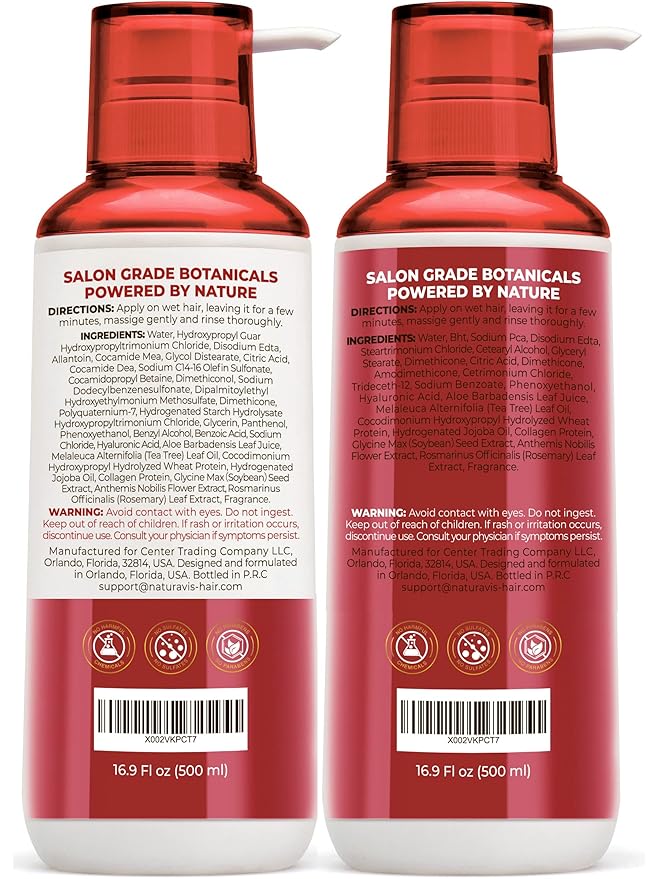 NATURAVIS Keratin Shampoo and Conditioner Set – Sulfate Free, All Hair Types – Women and Men – 16.9 Fl Oz (Pack of 2)
