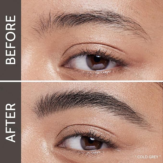KYDA 2 Colors Tinted Eyebrow Cream, Ultra-Fine Brush Tinted Brow Gel, Waterproof Smudgeproof Eyebrow Mascara, Long Wear, Natural Brow Makeup without Clumping, Cold Grey+Dark Brown