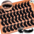 Mink Lashes Fluffy Dramatic Thick Volume Eyelashes Strips 3D 20mm 25mm Big Long Cat Eye Full Strips Lashes Faux Mink Eyelashes Multipack 20 Pairs Fake Lash Strip Pack YH305
