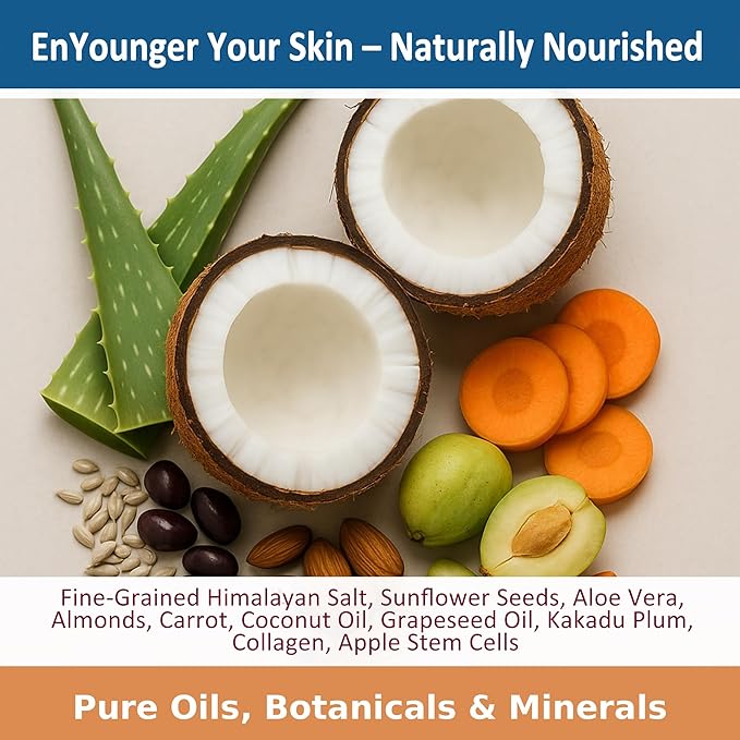 EnYounger™ 3-in-1 Fine-Grained Himalayan Salt Scrub for Body & Legs – Exfoliate/Smooth, Brighten & Hydrate Naturally (10 oz / 283 g)