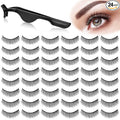 Nuogo 24 Pairs Reusable Self Adhesive Eyelashes No Glue Needed False Eyelashes Natural Look Easy to Apply Eye Lashes with Fake Eyelash Extension Applicator Tool (Thick Style,12 x 8 x 8 mm)
