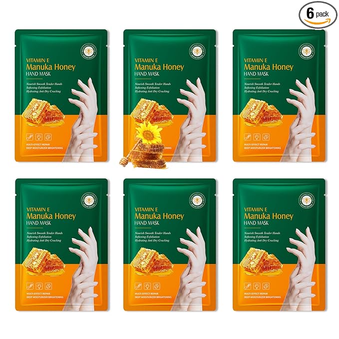 6 Pairs Hand Mask for Dry Cracked Hands,Nourishing Moisturizing Gloves,Hands Moisturizer for Deep Moisturizing,Silky Smooth Moisturizing Gloves,Hand Care Mask Set(L)